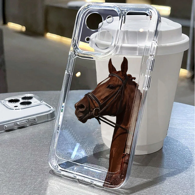 Mini Pc Case - Zachte telefoonhoes met paardendesign voor iPhone