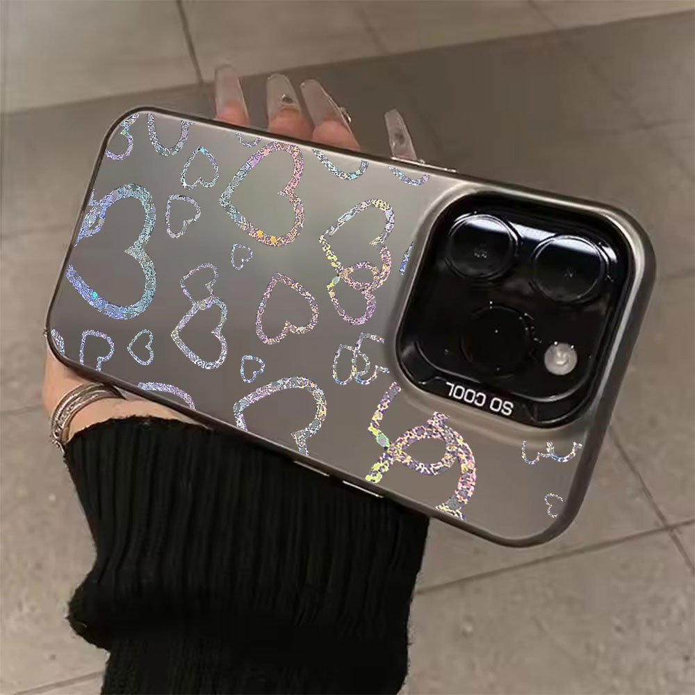 Matte Pc Case - Kleurrijke hoes met hartprint voor iPhone